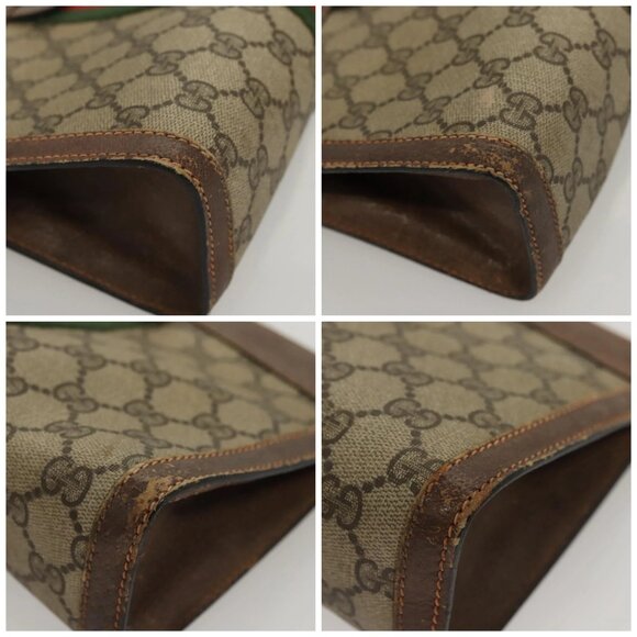 GUCCI GG Supreme Web Sherry Line Clutch Bag PVC Beige Red 89 01 001 Auth BA1880 - Picture 14 of 16